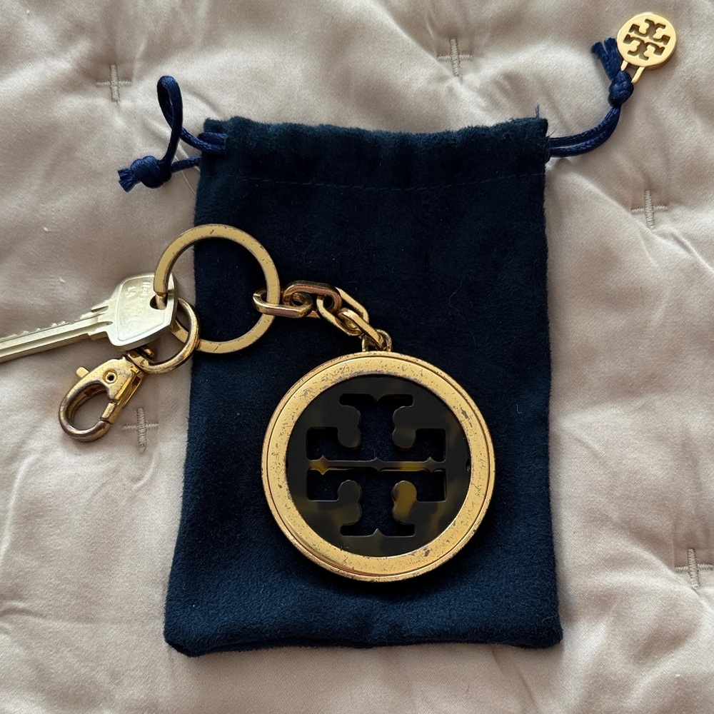 Tory Burch Gold/Tortoise Logo Keychain